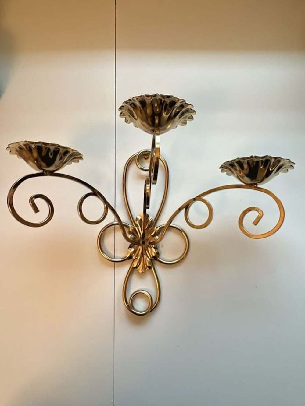 Vintage Metal Homco/Home Interior Candleholder With Spots For 3 Candles